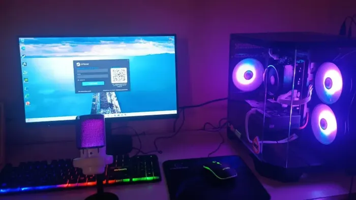 PC Gamer Completo Ryzen 5 5500 + RTX 5060 + 16GB + SSD + Monitor, Teclado e Mouse