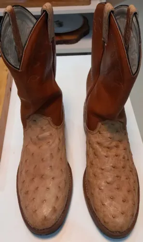 Bota Country Texana Artesanal Western Cowboy, couro legítimo de avestruz (cheia), N°40/41