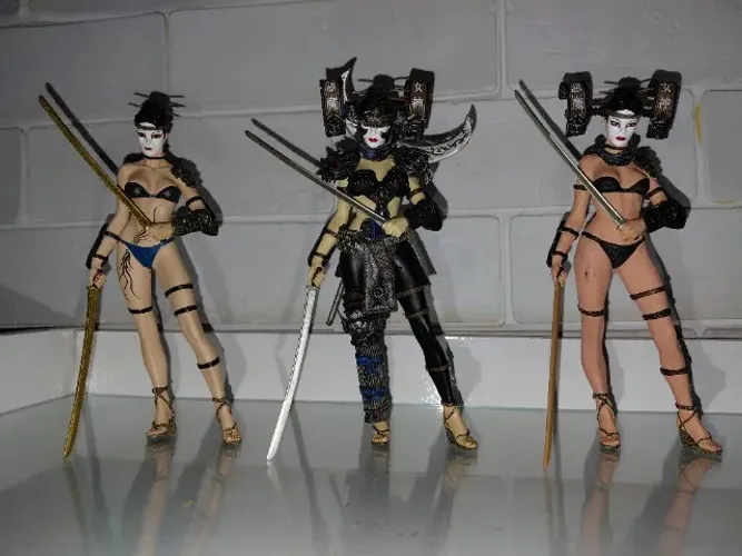 Spawn The Samurai Wars Dark Ages Lotus Angel Warrior vintage 3figuras