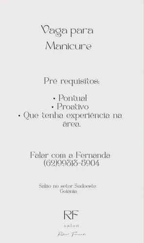 Vaga para Manicure ( salão no setor Sudoeste Goiânia )