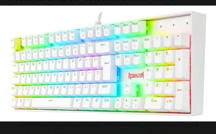 Teclado Mecânico Redragon Mitra Branco - RGB - Switch Brown
