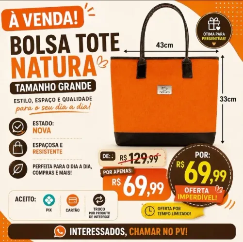 Bolsa Tote Natura - Tamanho Grande