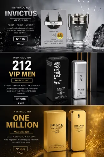     Fragrâncias Masculinas 25ml Inspiradas nos Sucessos Internacionais