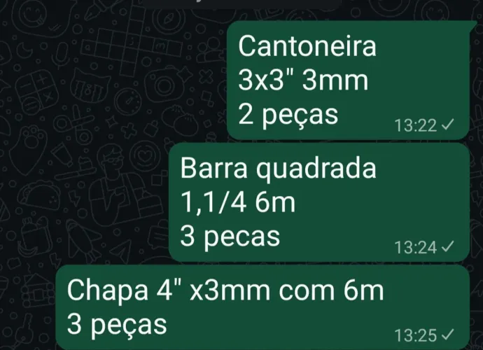 Barras de ferro quadrada