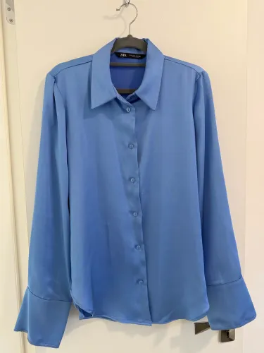 Camisa de cetim azul Zara - tamanho M