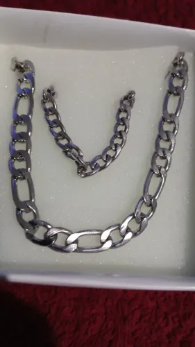 kit corrente e pulseira aço