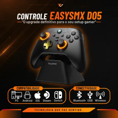 Controle EasySMX D05 Hall Effect com Dock de Carregamento - NOVO