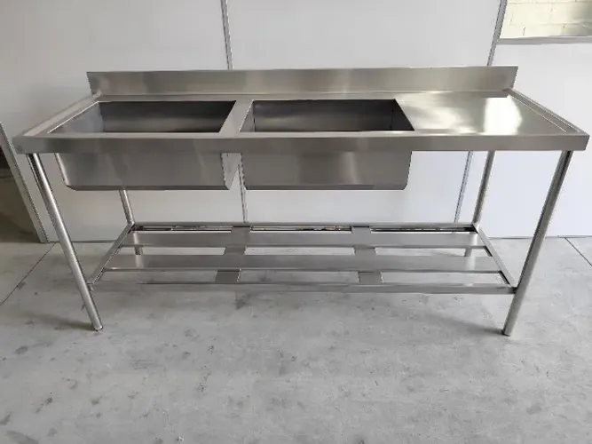 Pia inox 2 bojos 1,80×0,60×0,90 prateleira (2×60×40)