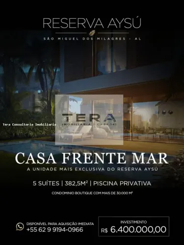 Casa em Condomínio para Venda em São Miguel dos Milagres, Reserva Yasu, 3 dormitórios, 3 s