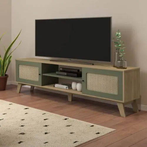 Rack Charlotte Até 75 Polegadas Carvalho.Menta Artely Frete Grátis - Até 12x S/ Juros