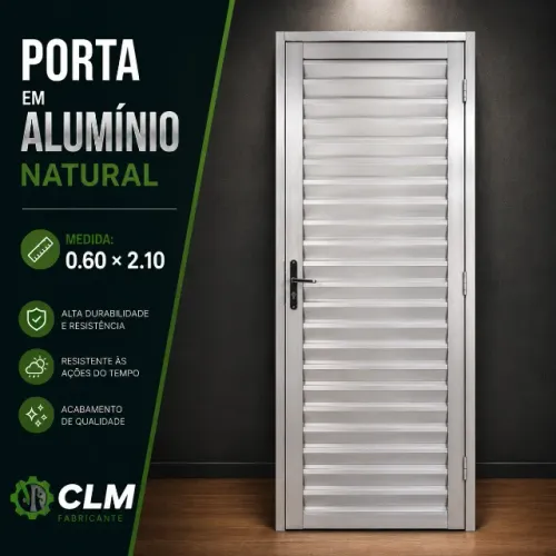 Porta de Alumínio 60cm Veneziana Natural: 415,00