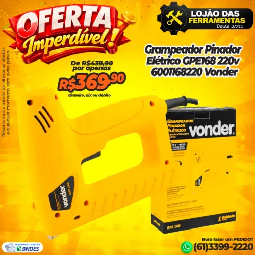 Grampeador Pinador Elétrico GPE168 220v 6001168220 Vonder