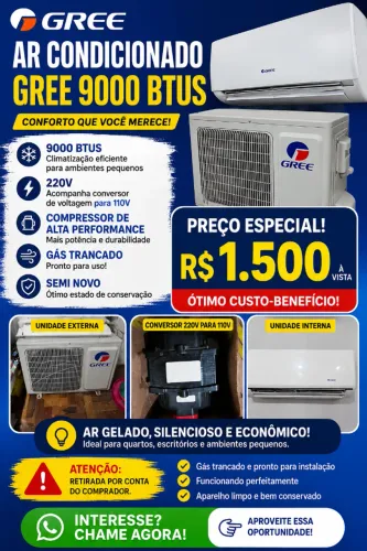Ar Condicionado GREE 9000 BTUS - SEMI NOVO