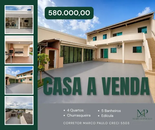 VENDO CASA - 4 QUARTOS COM EDÍCULA - BAIRRO SHANGRILÁ