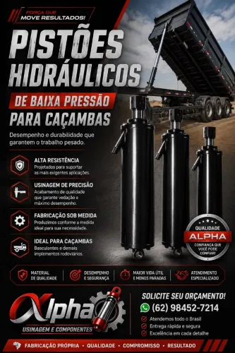 Pistão Hidráulico para Caçamba Basculante | Baixa Pressão