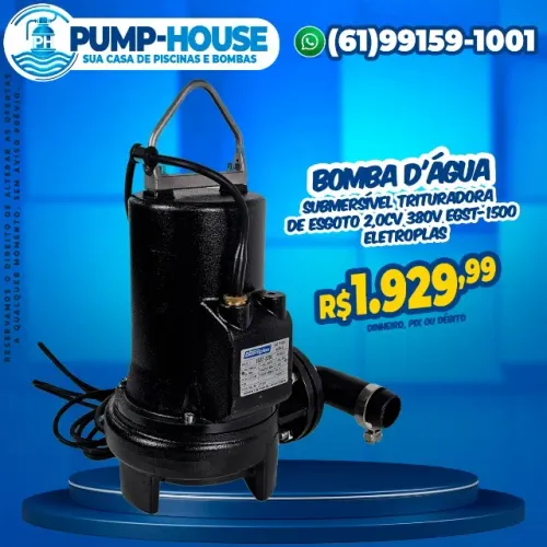 Bomba D'água Submersível Trituradora de Esgoto 2,0CV 380V EGST-1500 Eletroplas