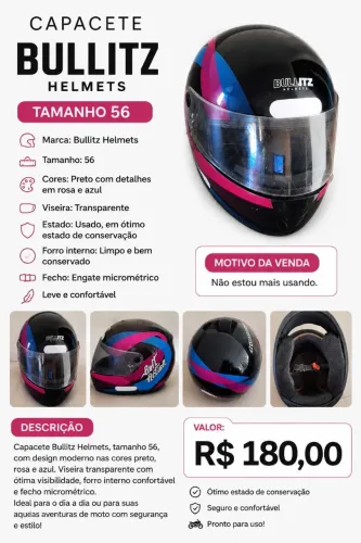 Capacete Bullitz Helmets - Tam. 56