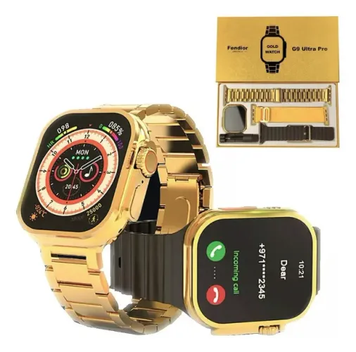 Smartwatch Dourado Tela Big 2.2 c/ 3 Pulseiras - Fazemos Entrega