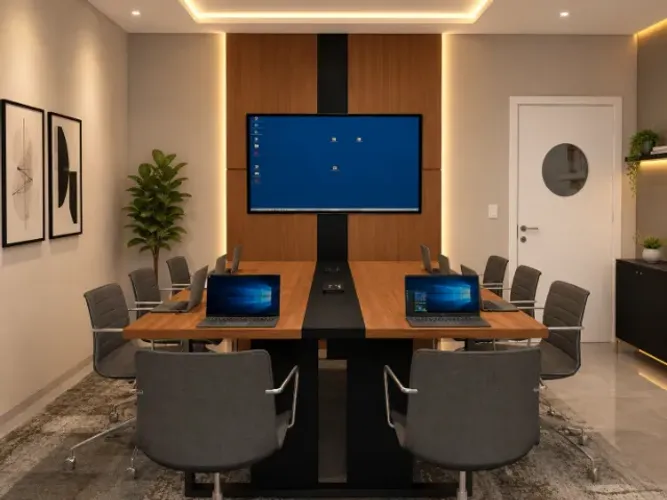 Mesa de Reunião Trapeze Delluxe. Alto Padrão: 8 lugares L270cm x L160cm x A74cm 
