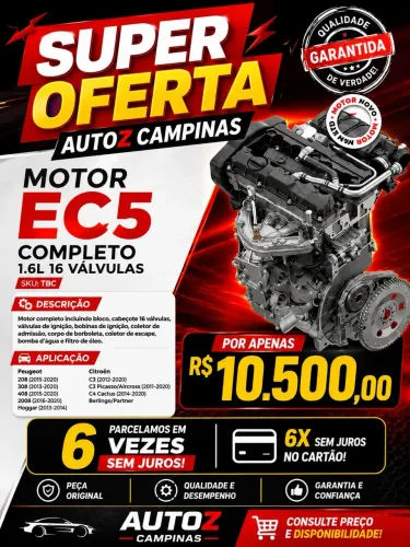 MOTOR NOVO COMPLETO 1.6 16V CITROEN/PEUGEOT
