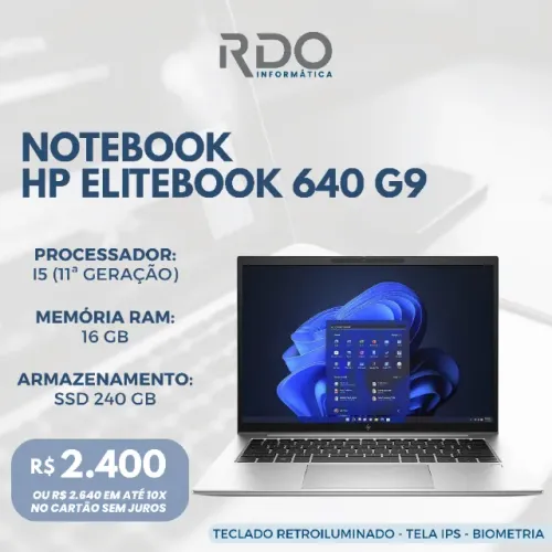 Notebook HP EliteBook 640 G9 i5 11ª, 16GB, SSD 240GB - Ideal para trabalho & estudo!