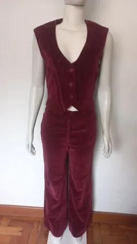 Calça e colete de veludo vintage