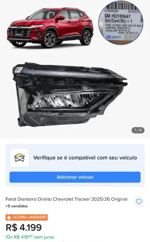 Farol Tracker 2026 lado direito