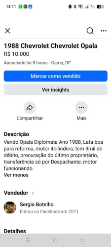 Chevrolet Opala Diplomata/diplom. SLE 4.1/2.5 1988