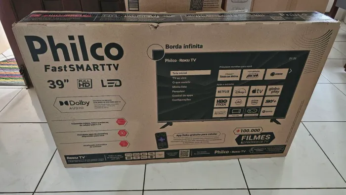 Smart TV 39" Philco Full HD Roku TV Lacrada