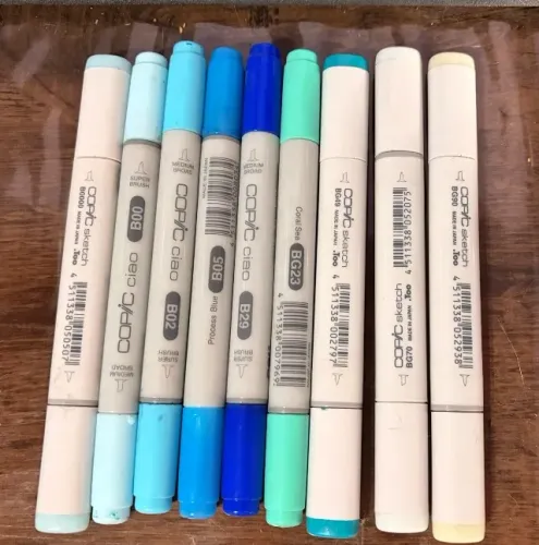 Kit Copic - Marcadores Azuis e Azulados - Lote com 14 unidades