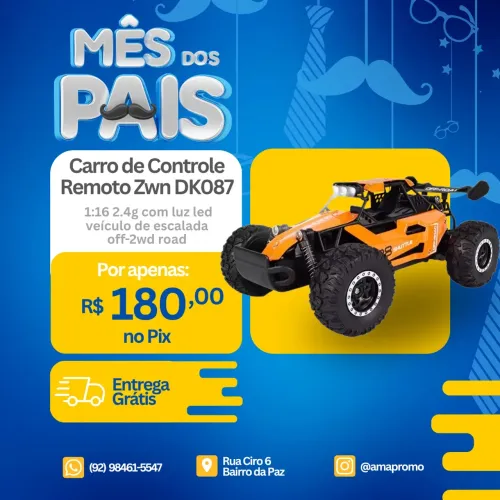 CARRO DE CONTROLE REMOTO OFF-ROAD 2.4GHz COM LED
