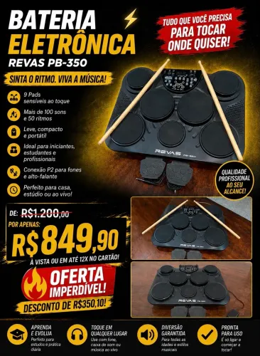 Bateria Eletrônica Rolland REVAS PB350