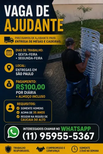 Ajudante Logística Eventos ( Entrega Mesas e Cadeiras )