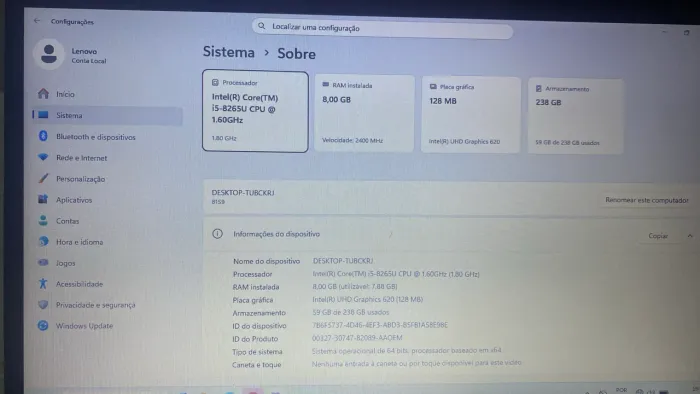 Notebook Lenovo I5