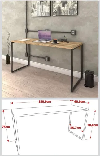 Mesa Escrivaninha Industrial 150cm carvalho