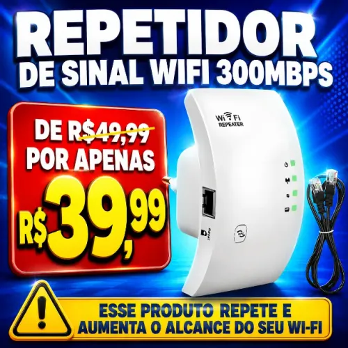 Repetidor de Sinal Wi-Fi 300 Mbps - Amplificador de Alcance