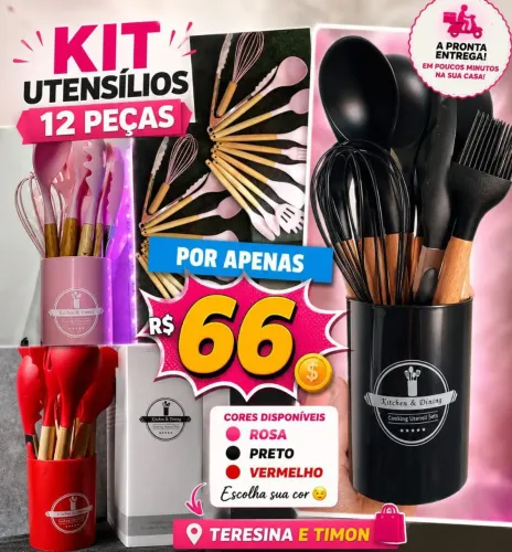 KIT UTENSÍLIOS DE COZINHA 12 PEÇAS