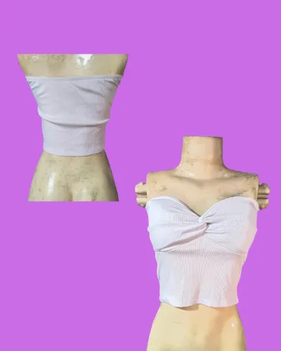Cropped branco malha canelada