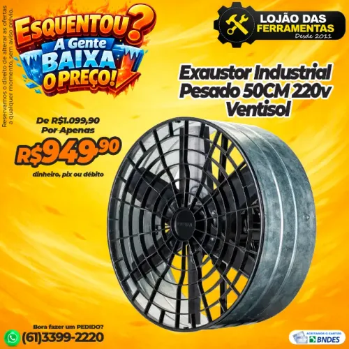 Exaustor Industrial Pesado 50CM 220v Ventisol