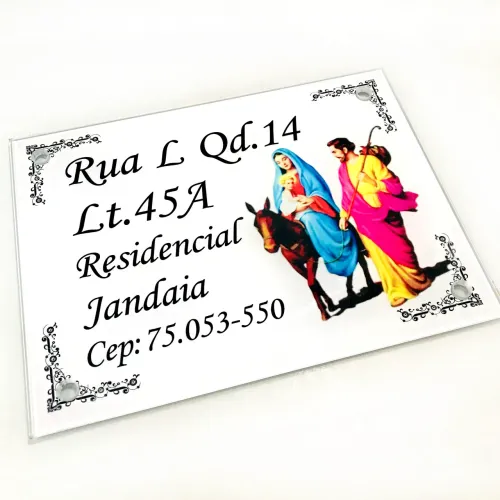 Placa de endereço vidro temperado