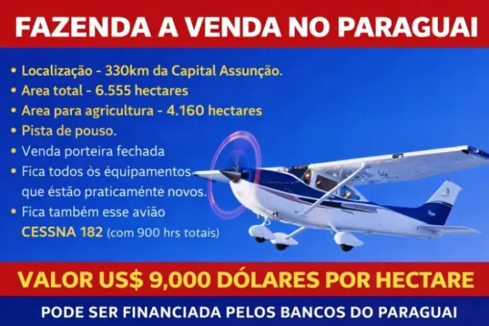 Fazenda dupla aptidão com porteira fechada a venda no Paraguai