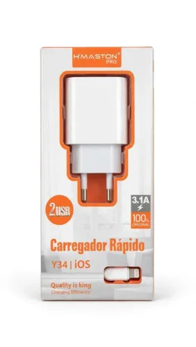 Carregador Rapido H'Maston Pro 2 USB 3.1A Y34 - Novo