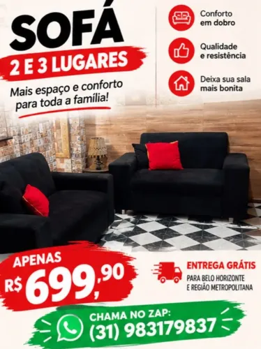 SOFA NOVOS E BARATOS, FRETE GRÁTIS PARA BH E REGIÃO METROPOLITANA