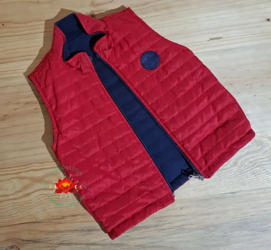 Colete Puffer Dupla Face Vermelho e Azul Banana Danger Tam.2