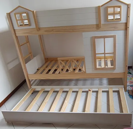 Cama Beliche Infantil Garden com proteção total Casatema