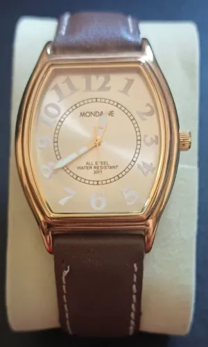 Relógio Mondaine Masculino Social Dourado Couro Marrom - Vintage / Clássico