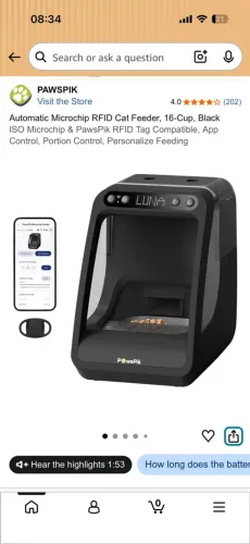 Comedouro Eletrônico PawsPik RFID Gatos E Cães (Preto)