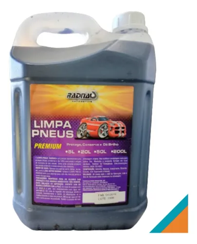 Limpa Pneus Concentrado Brilho Molhado Galão 5 Litros Preto