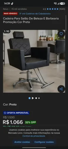 Cadeira salão beleza