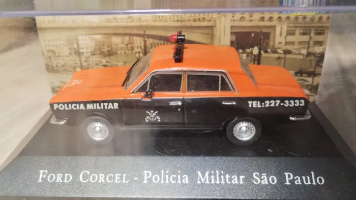 Miniatura Ford Corcel Polícia Militar SP 1/43 Veiculos de servico do Brasil